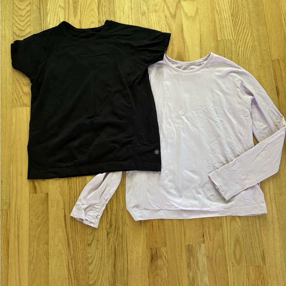 Athleta girl black and purple long & short sleeve shirt